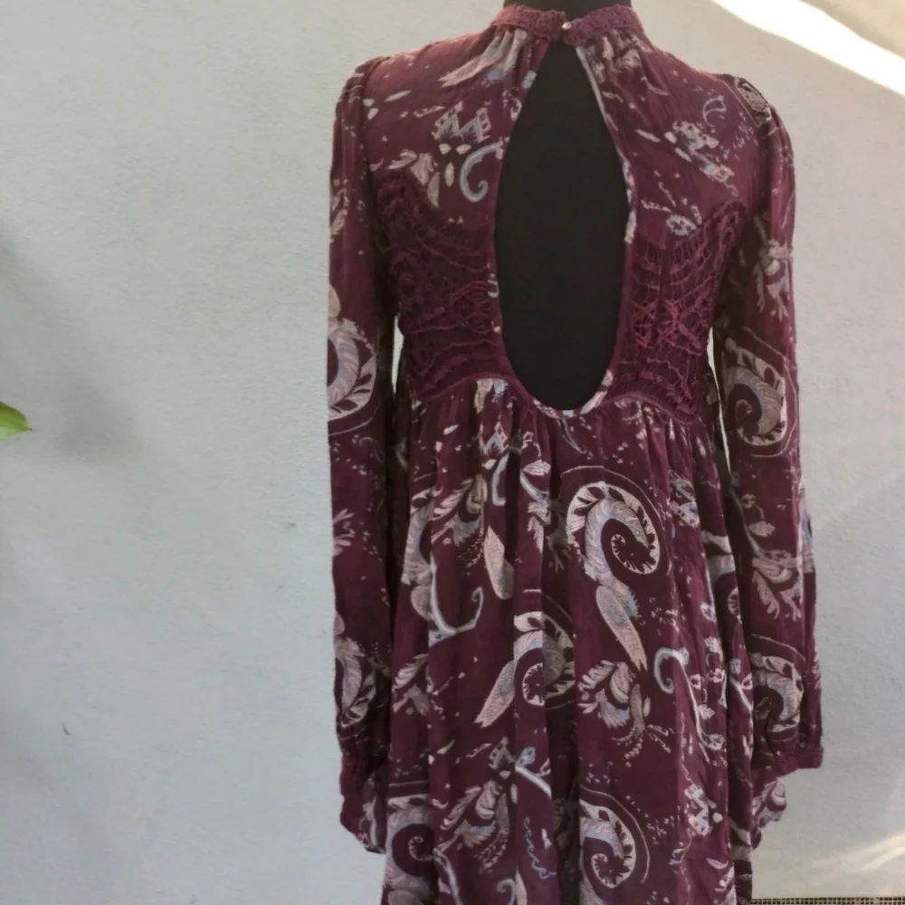 Free People Purple and Cream Mini‎ Dress XS